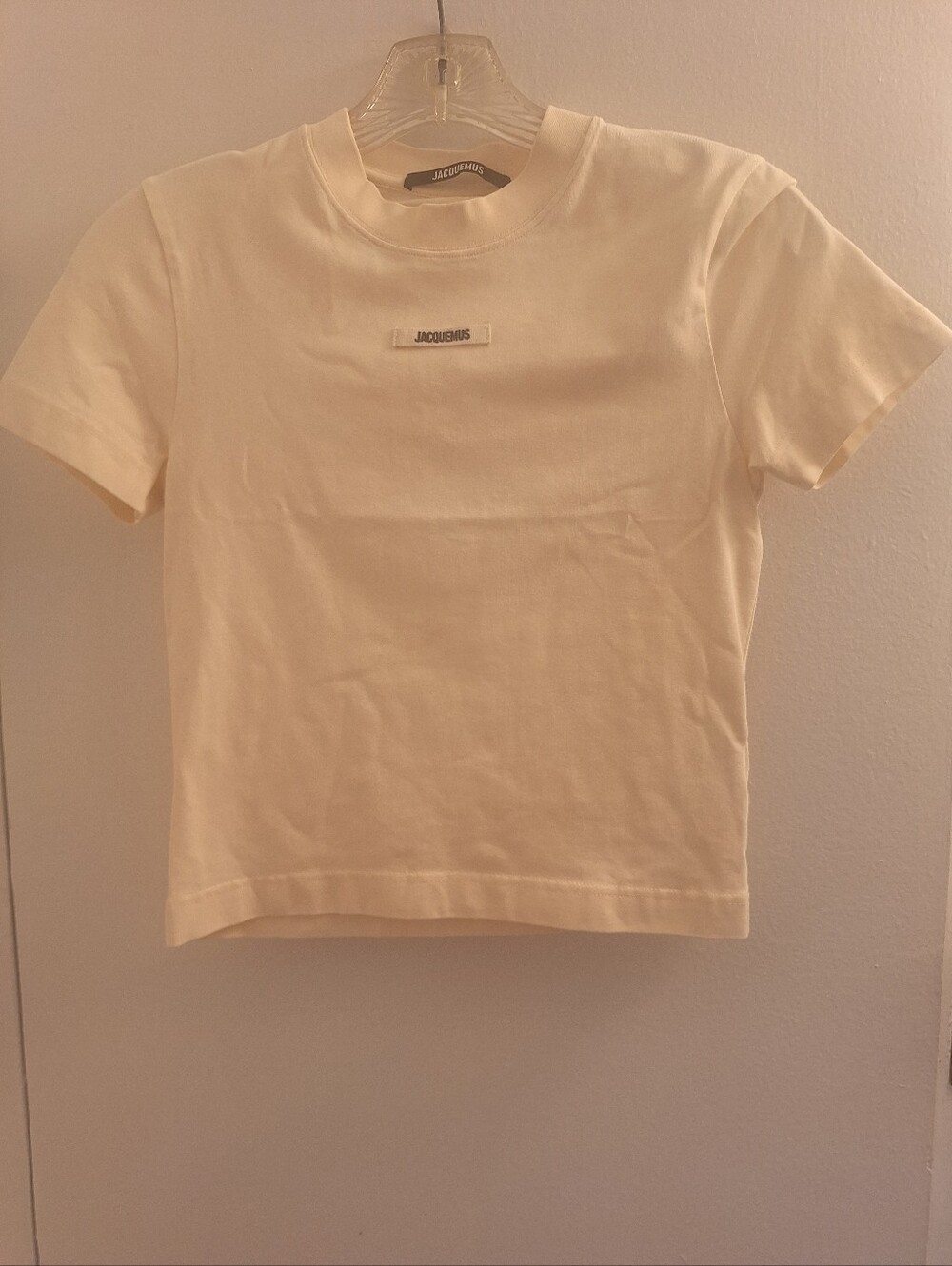 Jacquemus WOMENS Cream Short Sleeve Logo Tee, XS